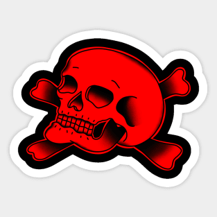 HomeSchoolTattoo Skull and Crossbones (Red) Sticker